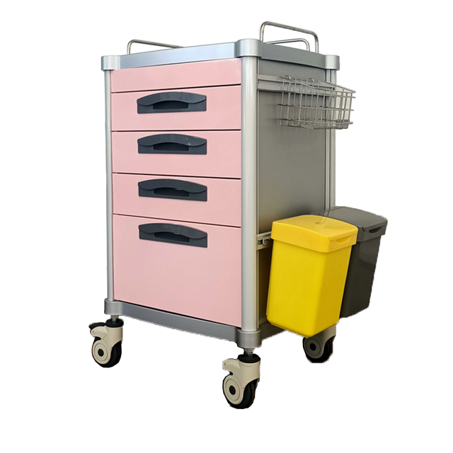 Customizable Hospital Medicine Storage Trolley with Noise-Free Casters and Central Lock