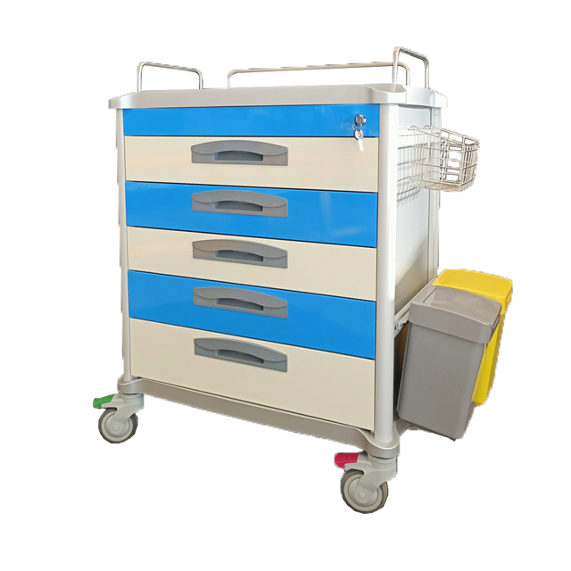 Customizable Hospital Medicine Storage Trolley with Noise-Free Casters and Central Lock