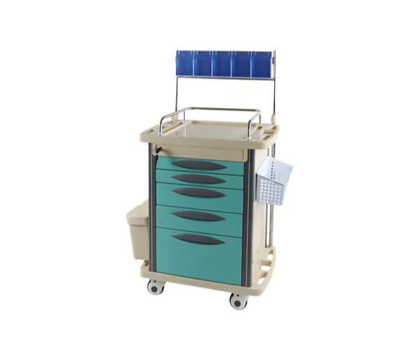 Factory Supply Customized Blue ABS Hospital Nursing Trolley Cart 5 Layers for Medical Healthcare Wholesale