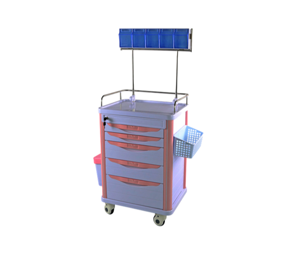 Factory Supply Customized Blue ABS Hospital Nursing Trolley Cart 5 Layers for Medical Healthcare Wholesale