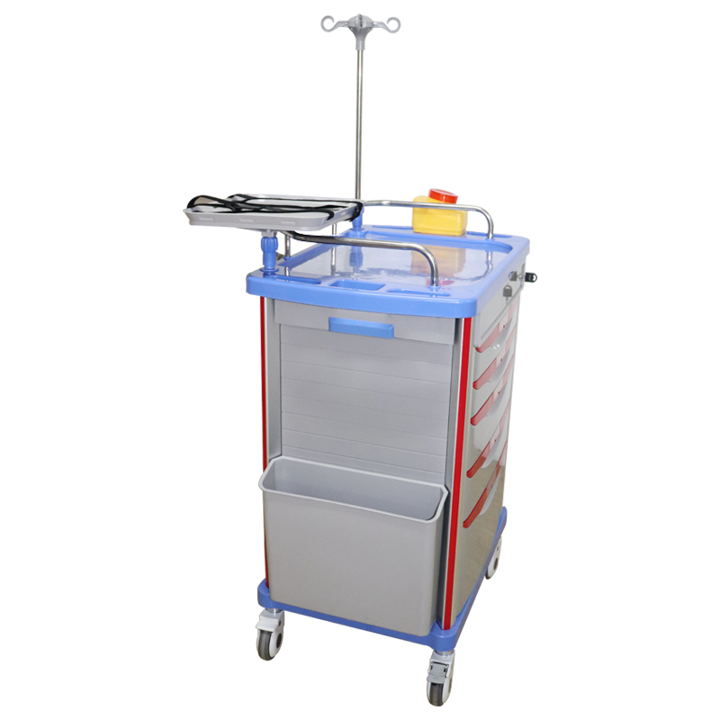 ABS Medical Emergency Cart with 5 Drawers - Hospital Medication Trolley for Healthcare Facilities