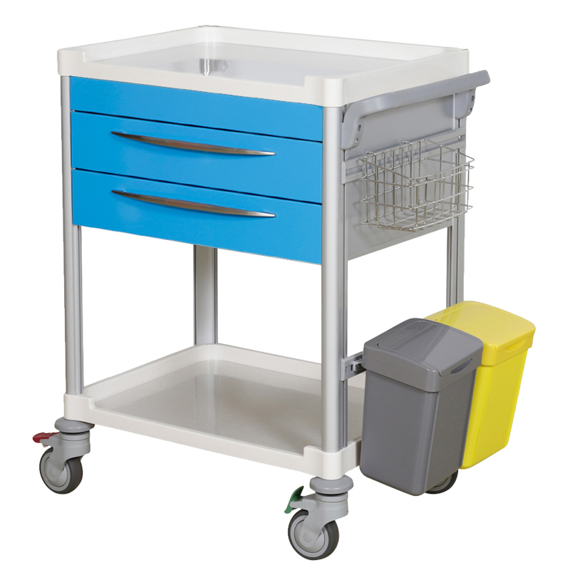 Silent Castors Medical Trolley for Hospital Patient Care - ABS & Aluminum Alloy Construction