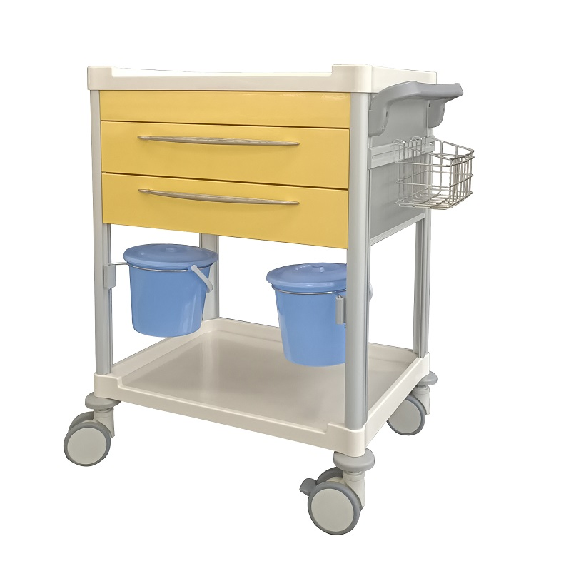 Silent Castors Medical Trolley for Hospital Patient Care - ABS & Aluminum Alloy Construction