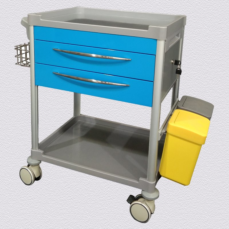 ABS Therapy Drugs Nursing Trolley - Hospital Medical Treatment Cart with IV Pole