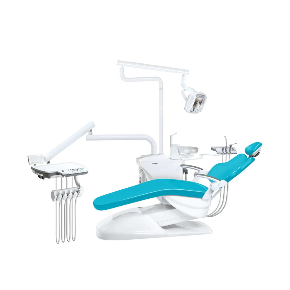 Factory Supply Adult Dental Chair with Seamless PU Leather Cushion and Built-in Floor Box