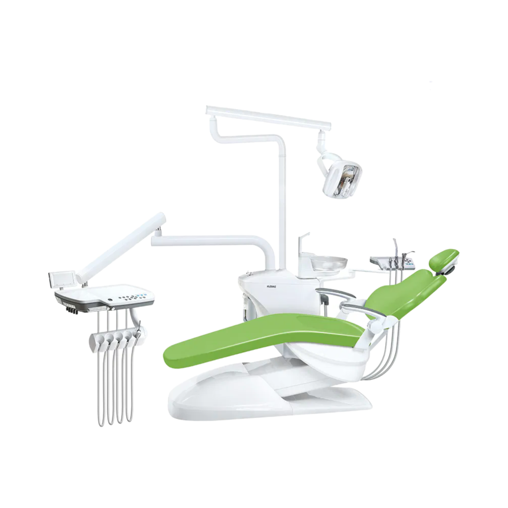 Factory Supply Adult Dental Chair with Seamless PU Leather Cushion and Built-in Floor Box