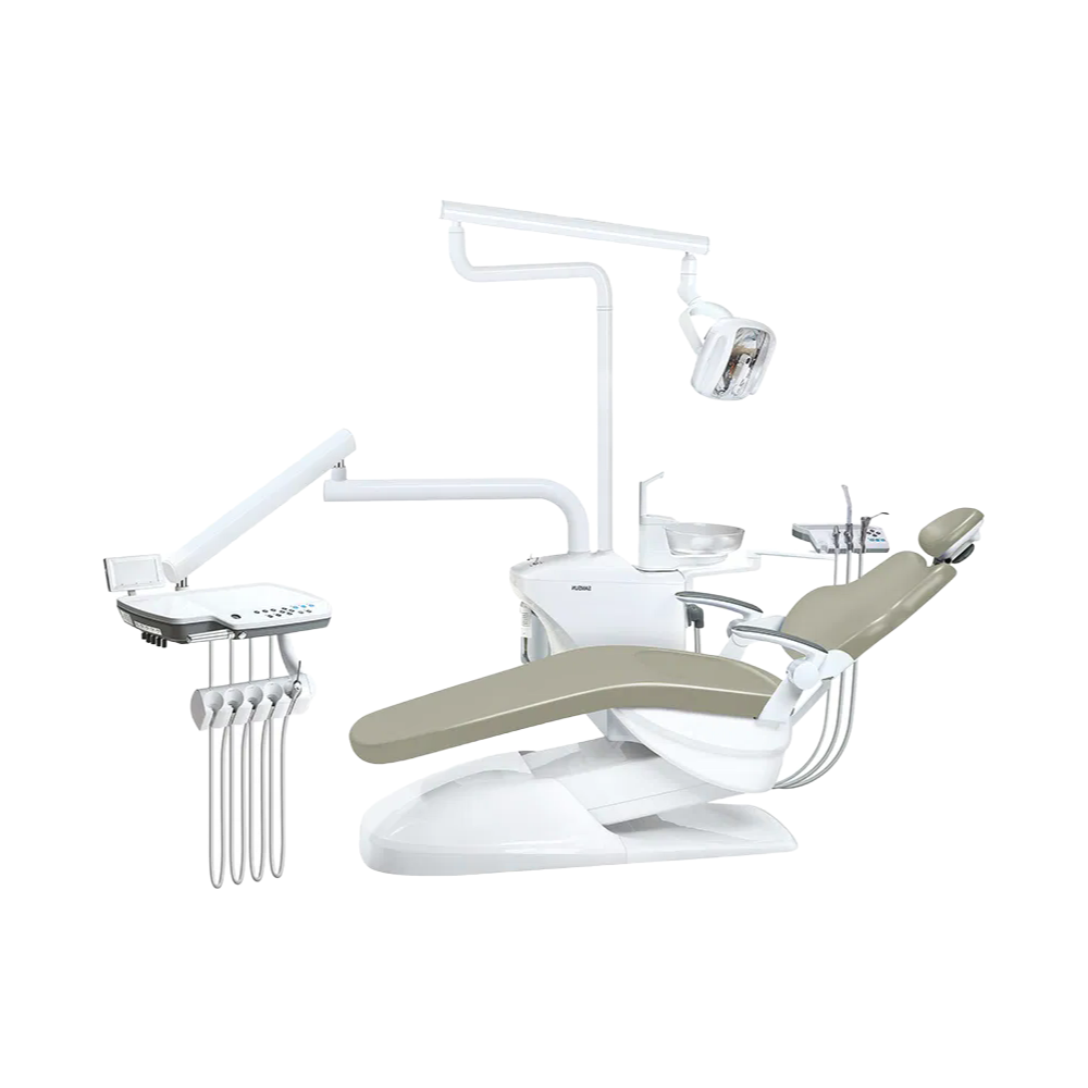 Factory Supply Adult Dental Chair with Seamless PU Leather Cushion and Built-in Floor Box