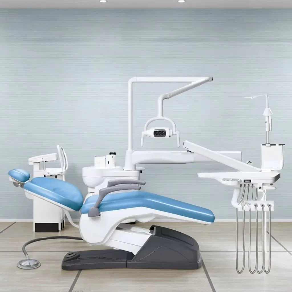 High-End Dental Patient Chair with 12-Memory Control System and Ceramic Spittoon