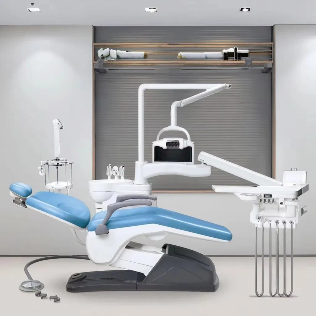 High-End Dental Patient Chair with 12-Memory Control System and Ceramic Spittoon