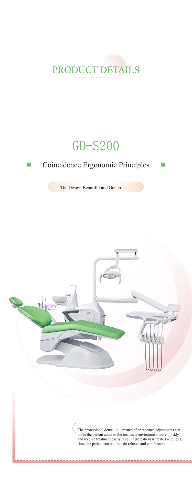 GD-S200 Electric Dental Chair Unit Manufacturer - CE/FDA Certified Three-Function Dental Equipment