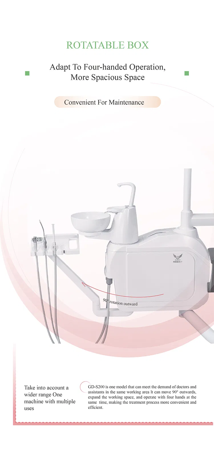 GD-S200 Electric Dental Chair Unit Manufacturer - CE/FDA Certified Three-Function Dental Equipment