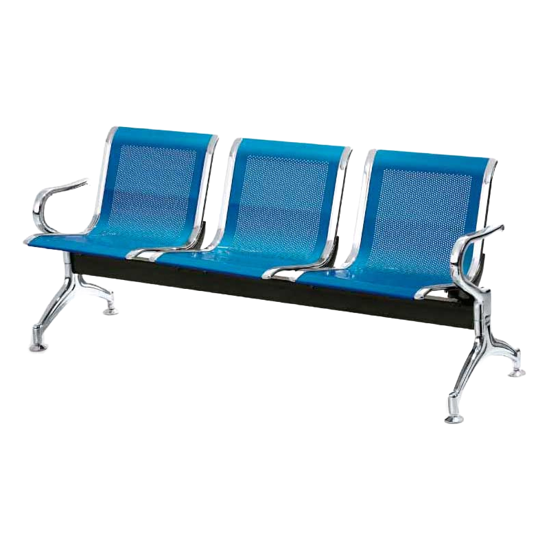 Factory Supply Airport Waiting Chair with Steel Support Frame and Silver Metallic Paint
