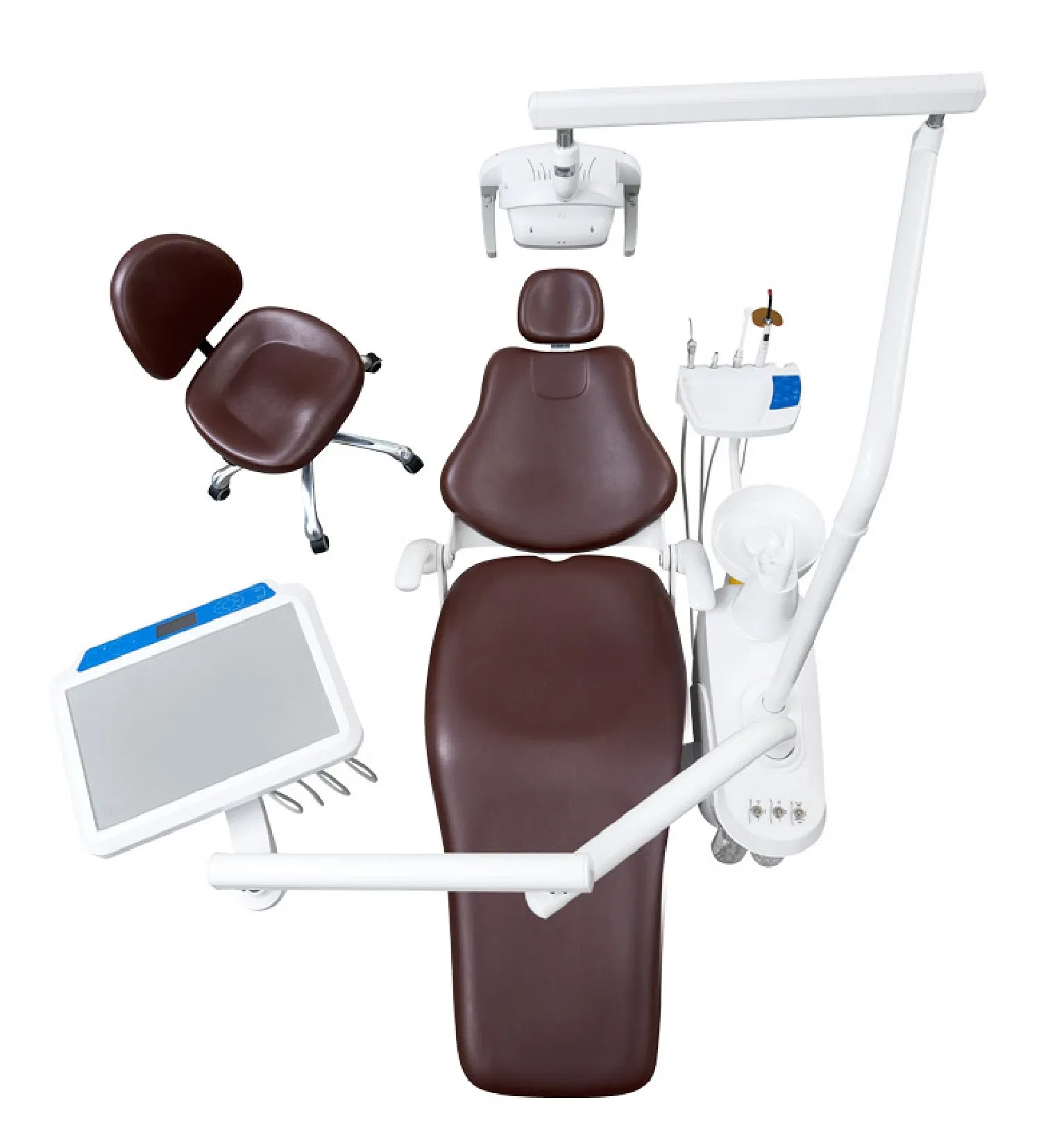 Wholesale Custom Dental Chair with Double Arm Tool Tray and Leather Cushion