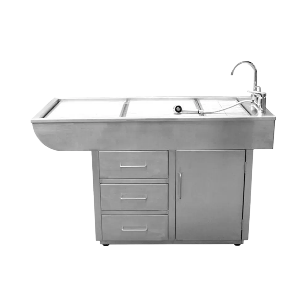 Wholesale Stainless Steel Veterinary Disposal Table with Mesh and Underwater Drainage System