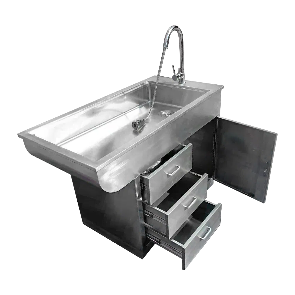 Wholesale Stainless Steel Veterinary Disposal Table with Mesh and Underwater Drainage System