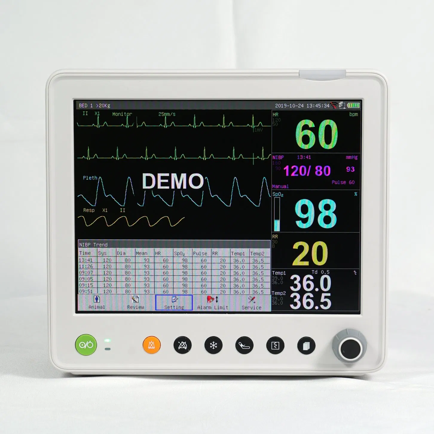 High Performance Patient Monitor with ECG/SpO2/NIBP/Temp Parameters for Medical Facilities