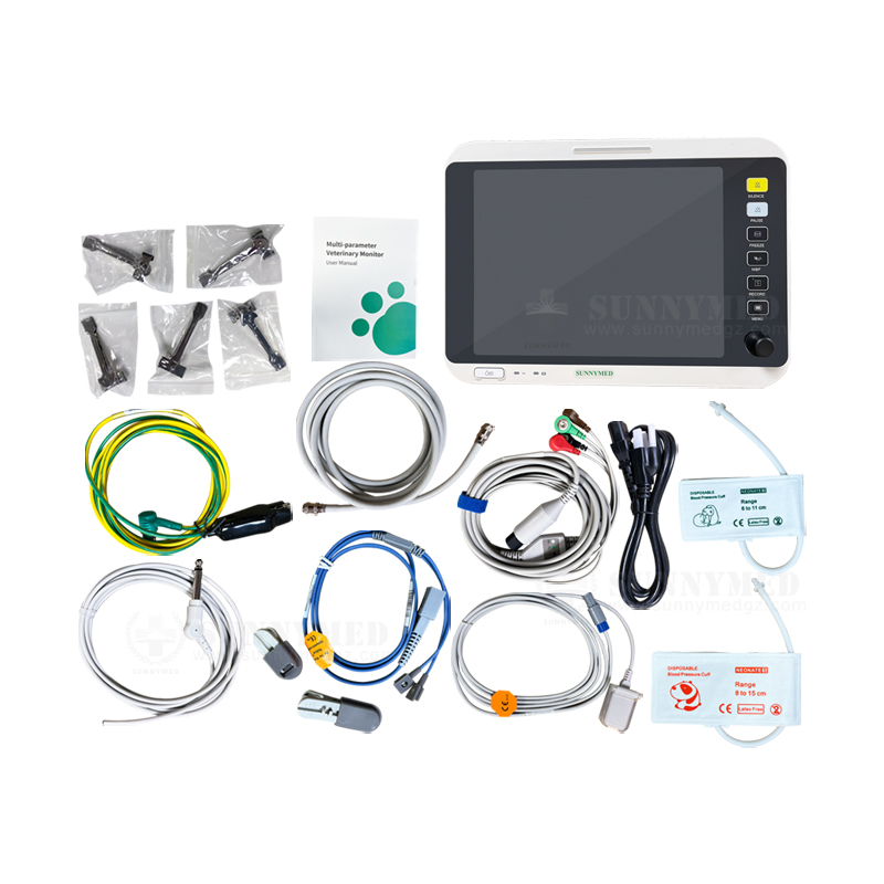 SY-C005V-1 Veterinary Patient Monitor with ECG SpO2 Temp for Multi-Species Animals - 15" Touch Screen Portable Vital Signs Monitor
