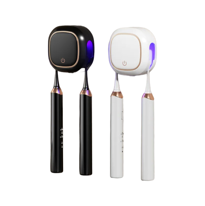 Wall Mounted Couple UV Toothbrush Sterilizer Holder with UVC Disinfection for Home Use