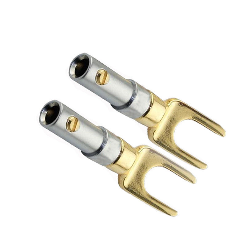 Premium Hi-Fi Gold Plated Y Spade Speaker Connector for High-End Audio Systems
