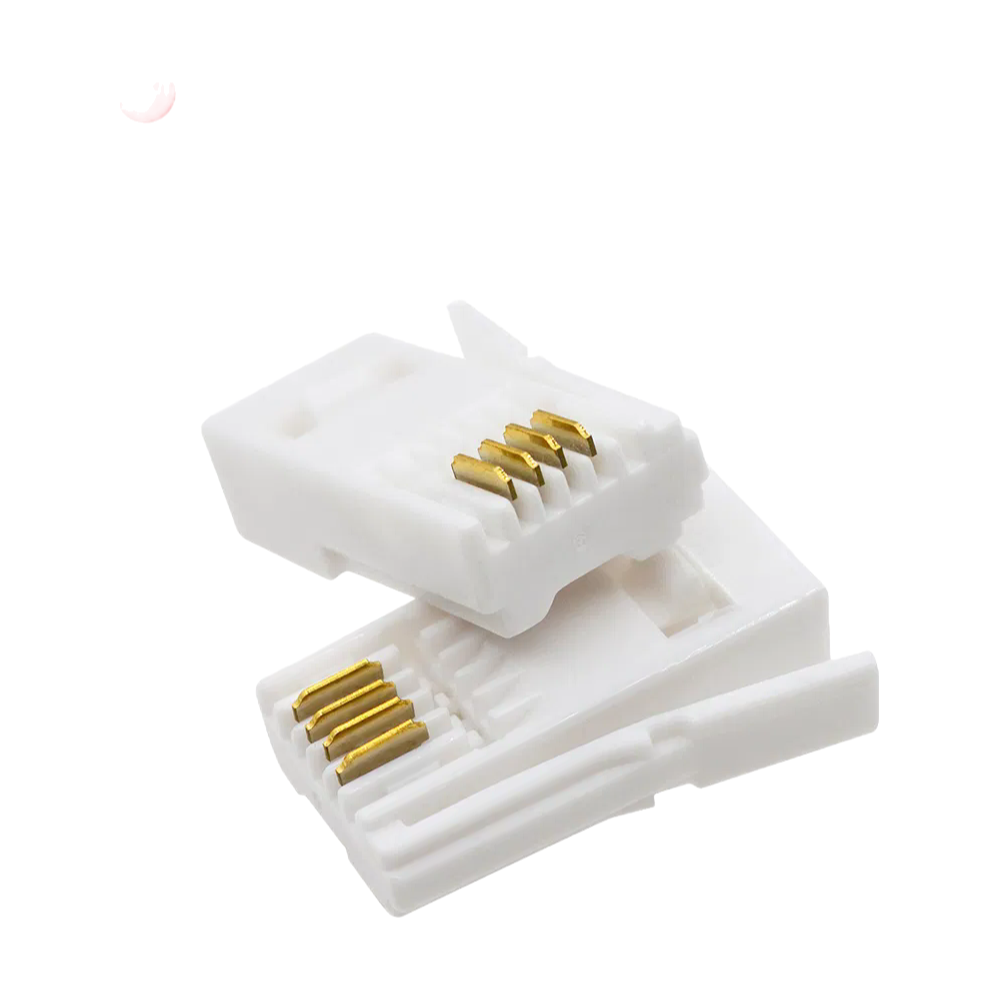 Custom Gold-Plated PC Material RJ11-6P4C Connector for Telephone Network Applications