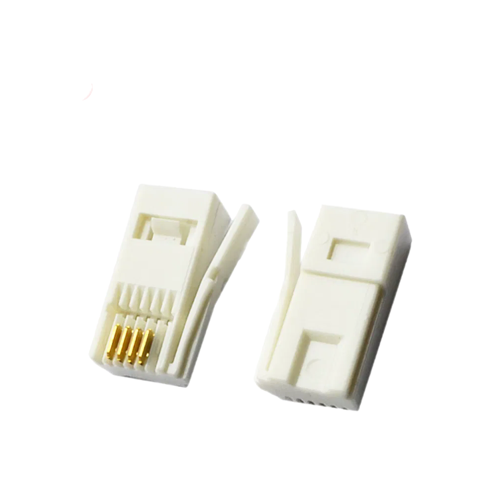 Custom Gold-Plated PC Material RJ11-6P4C Connector for Telephone Network Applications