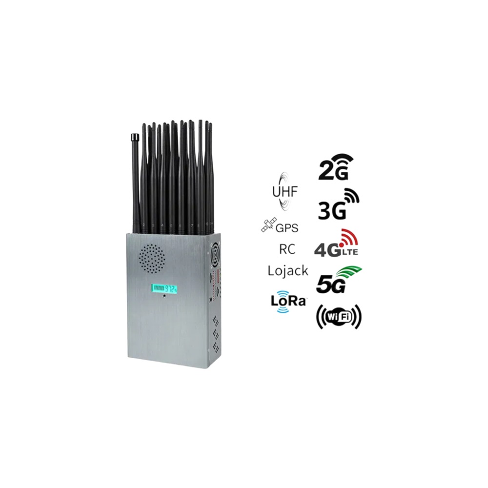 Vodasafe P24 24-Antenna 5G Signal Jammer - Portable GSM LTE 4G 5G WiFi GPS Blocker with 30m Range