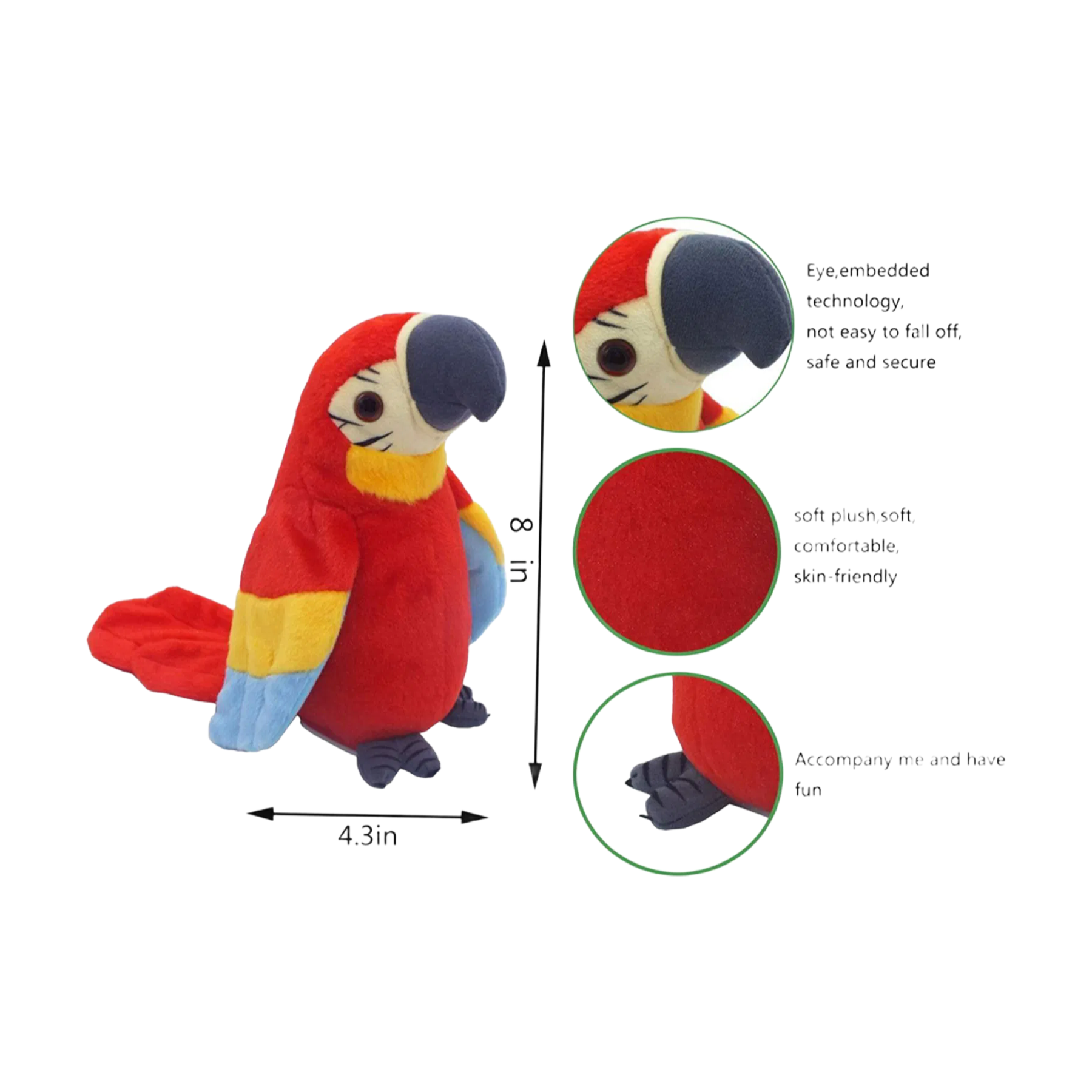 Custom Plush Parrot Toy - Soft Stuffed Sitting Bird with OEM Options