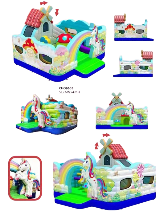Cartoon Action Air Bounce House Inflatable Bouncer with Air Blower for Kids Christmas Party