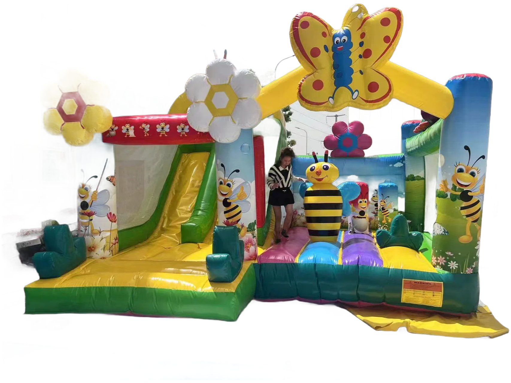 Cartoon Action Air Bounce House Inflatable Bouncer with Air Blower for Kids Christmas Party