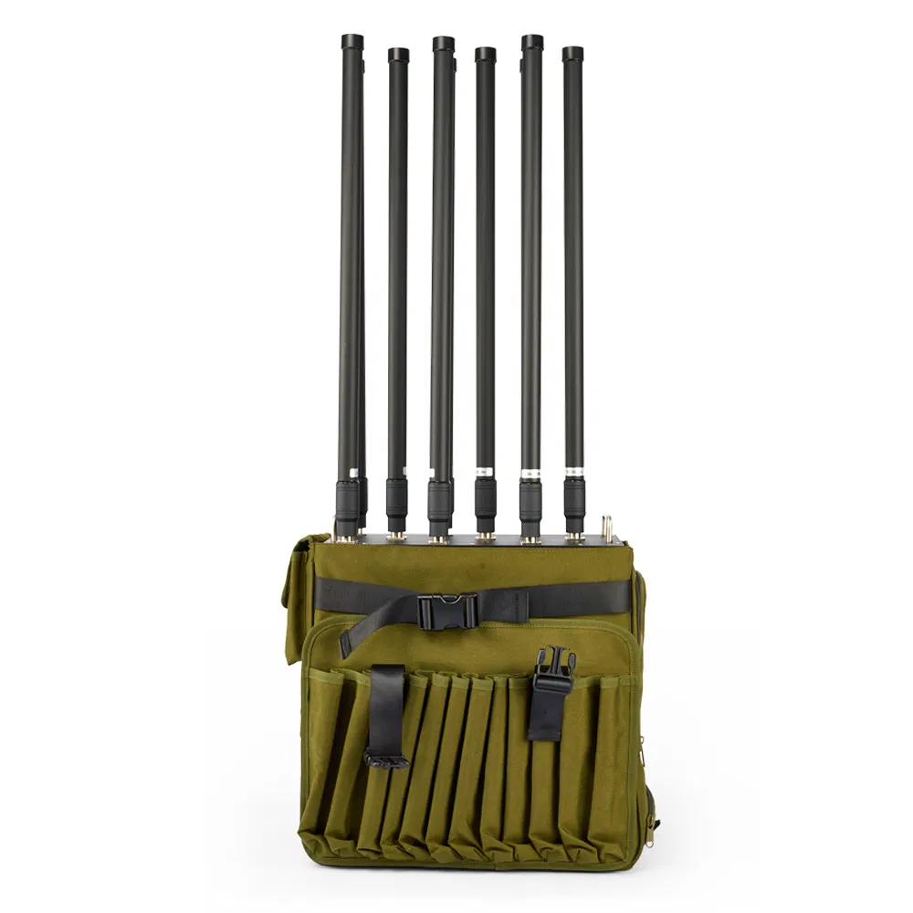 8 Channels Portable Anti-Drone Jammer System with 400W Power for Long Range UAV Signal Blocking