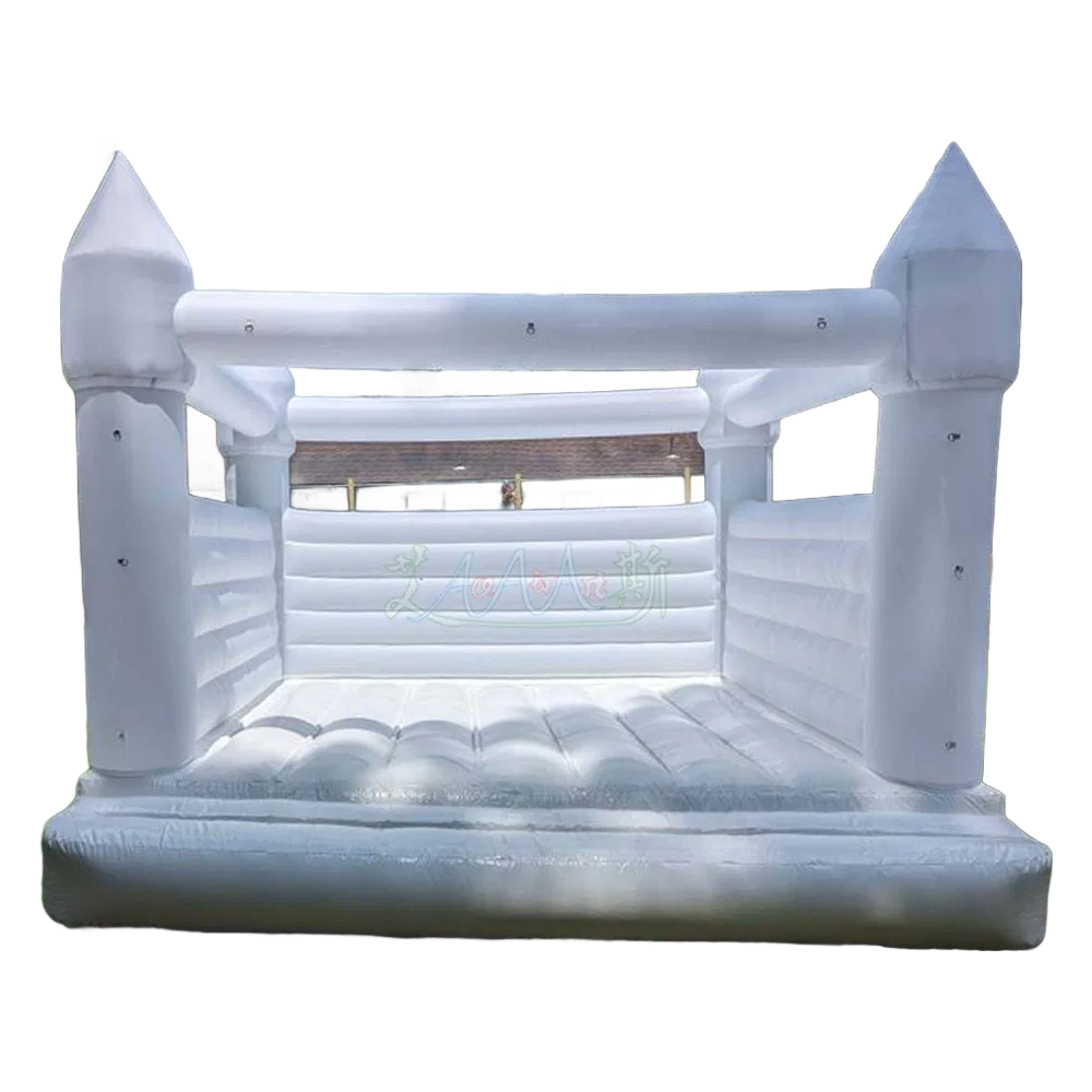 Custom White Inflatable Wedding Trampoline - Commercial Grade Bounce House for Events & Rentals