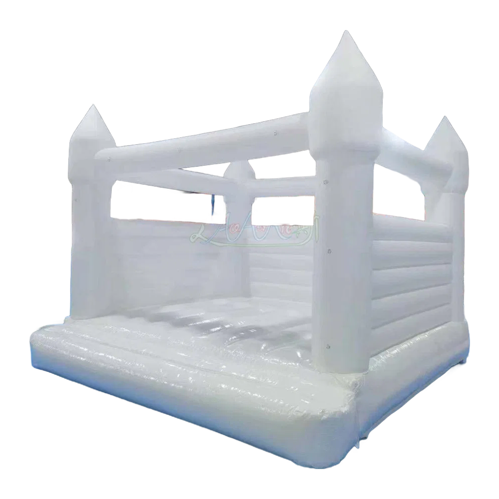 Custom White Inflatable Wedding Trampoline - Commercial Grade Bounce House for Events & Rentals