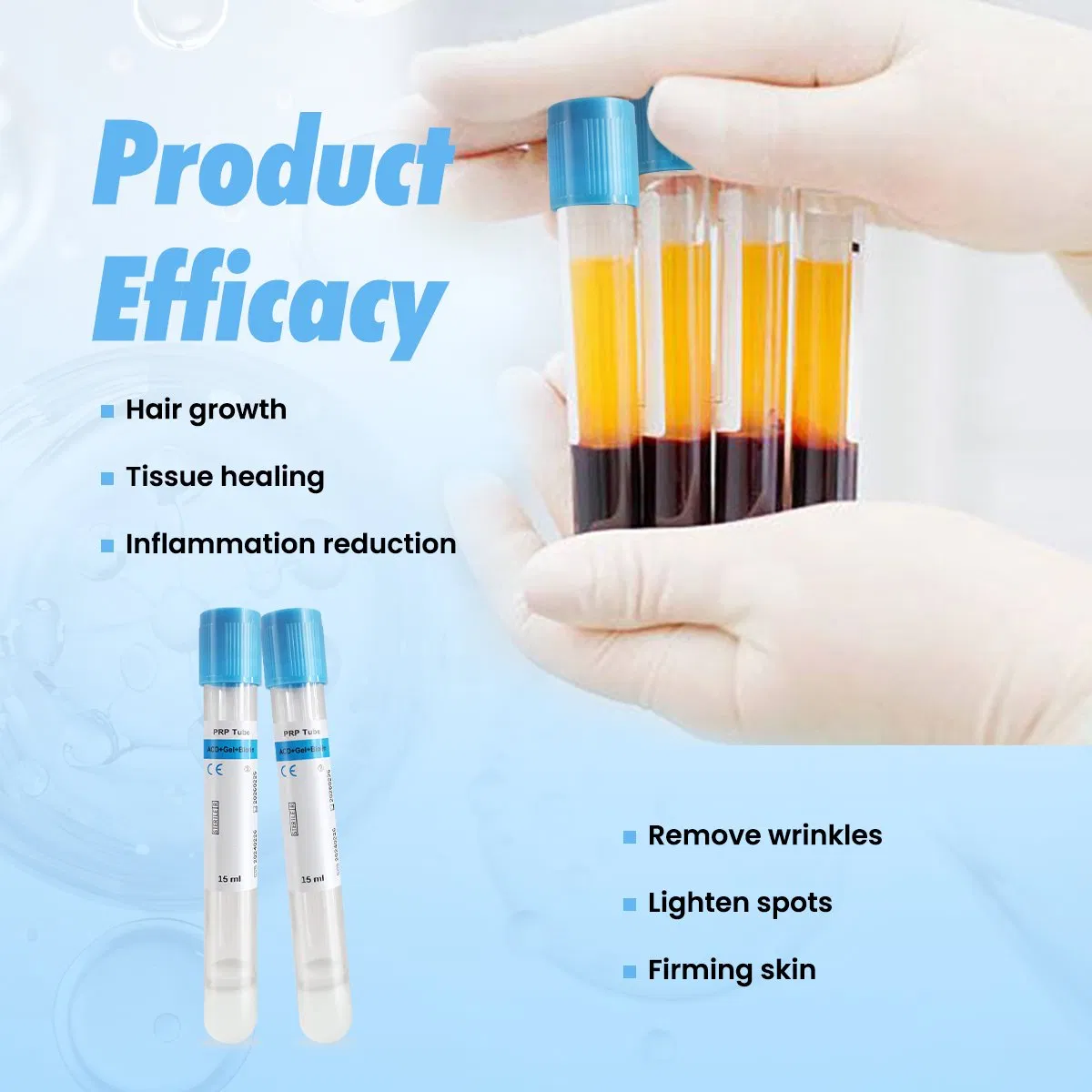 High Quality PRP Tube for Cosmetic Wrinkle Removal and Hair Growth Treatment