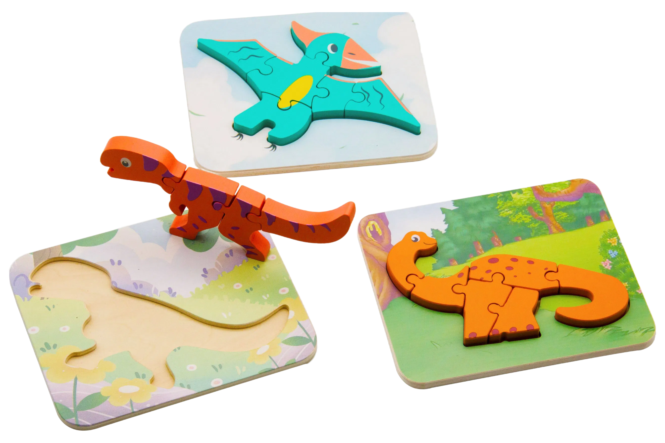 Premium Montessori Wooden Dinosaur 3D Puzzle Toy for Kids - Educational DIY Learning Game