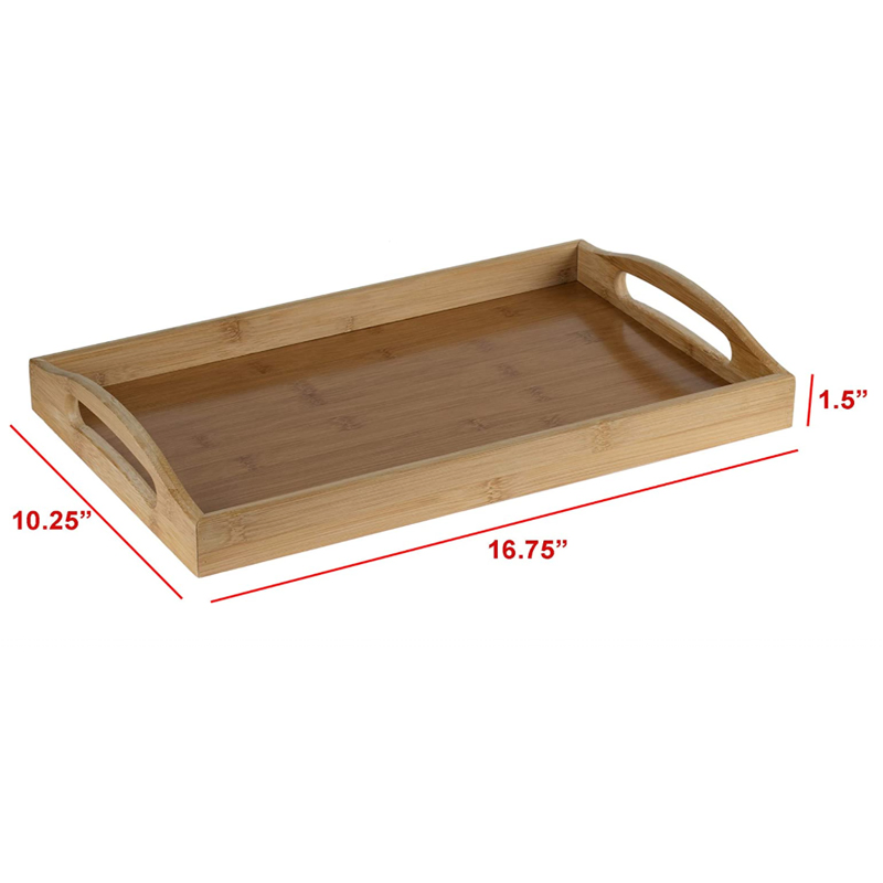 Premium Bamboo Wood Serving Trays with Handles for Home Kitchen Use