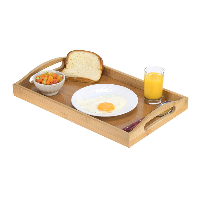 Premium Bamboo Wood Serving Trays with Handles for Home Kitchen Use