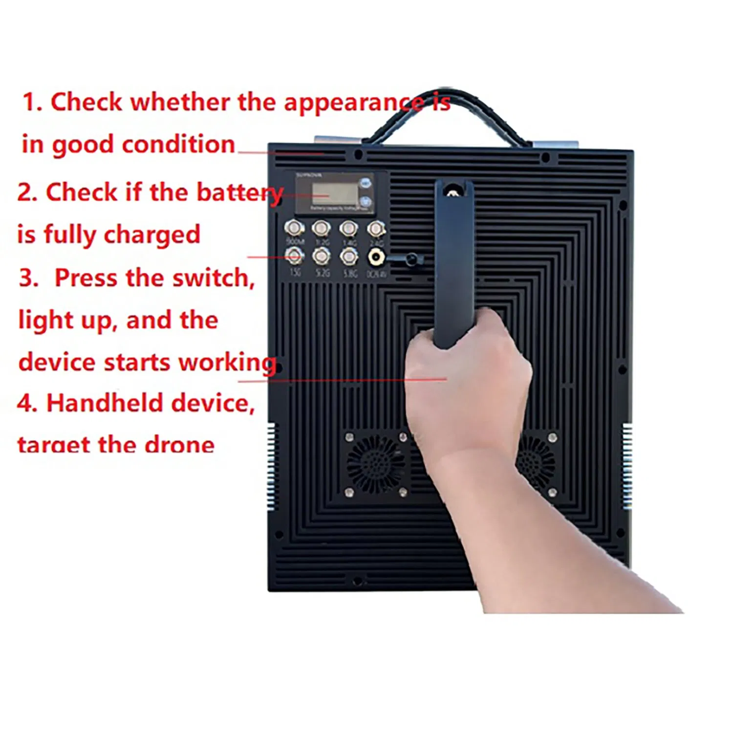Professional Anti-Drone Defense System with Customizable Frequency Bands for Security Applications