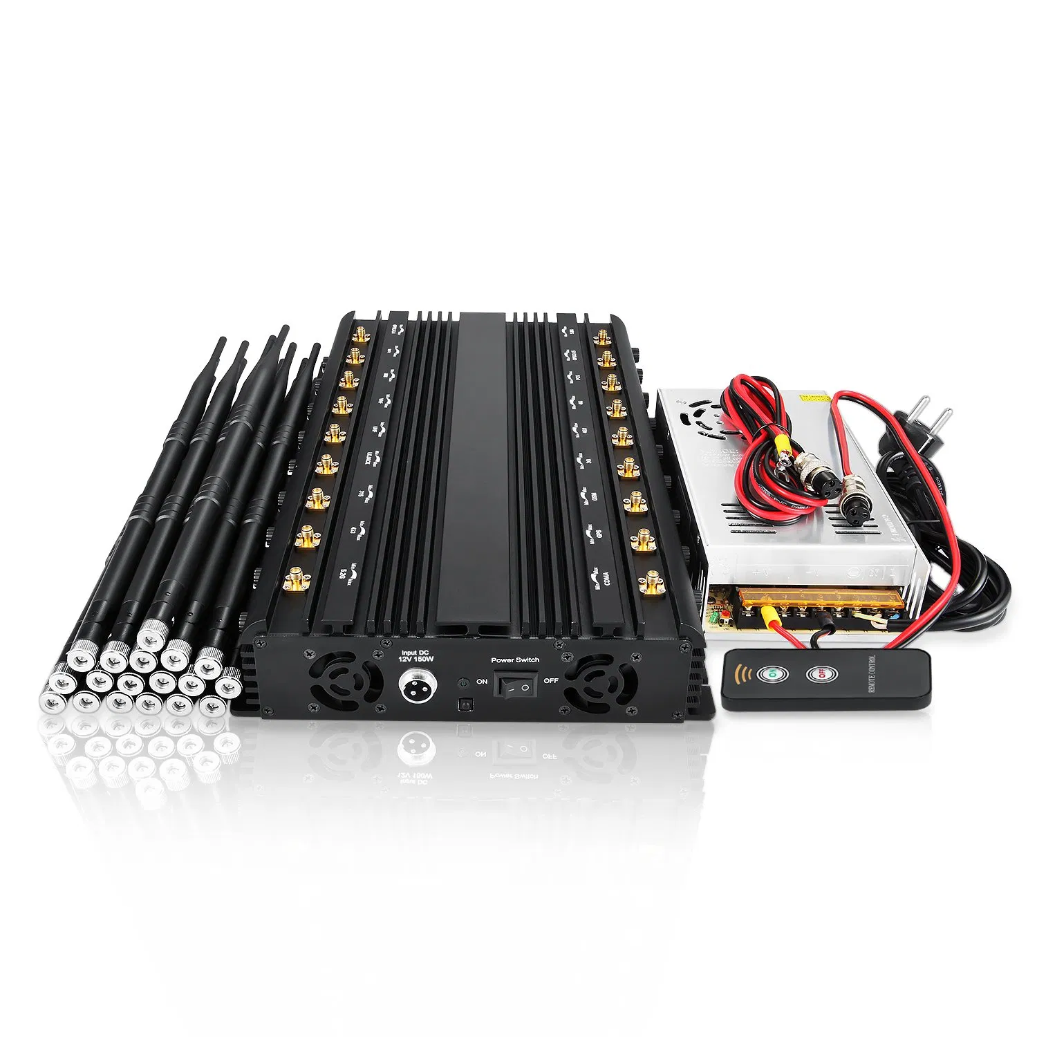Customizable Frequency Signal Jammer with 18 Antennas and Remote Control