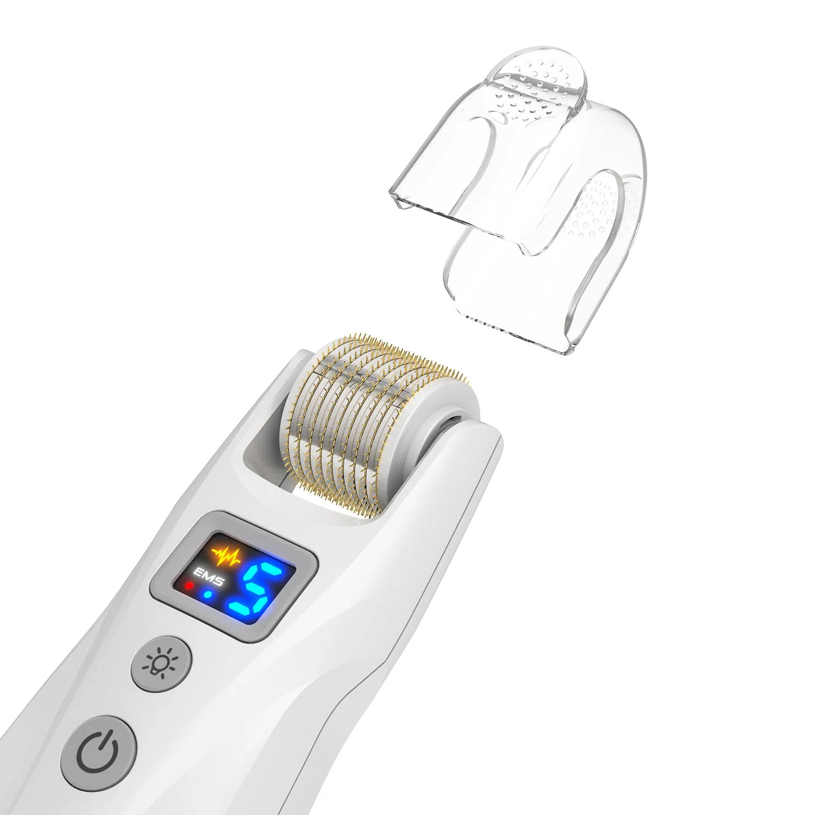 Professional Titanium Dermaroller G5 with EMS Microcurrent and LED Light Therapy for Skin Rejuvenation