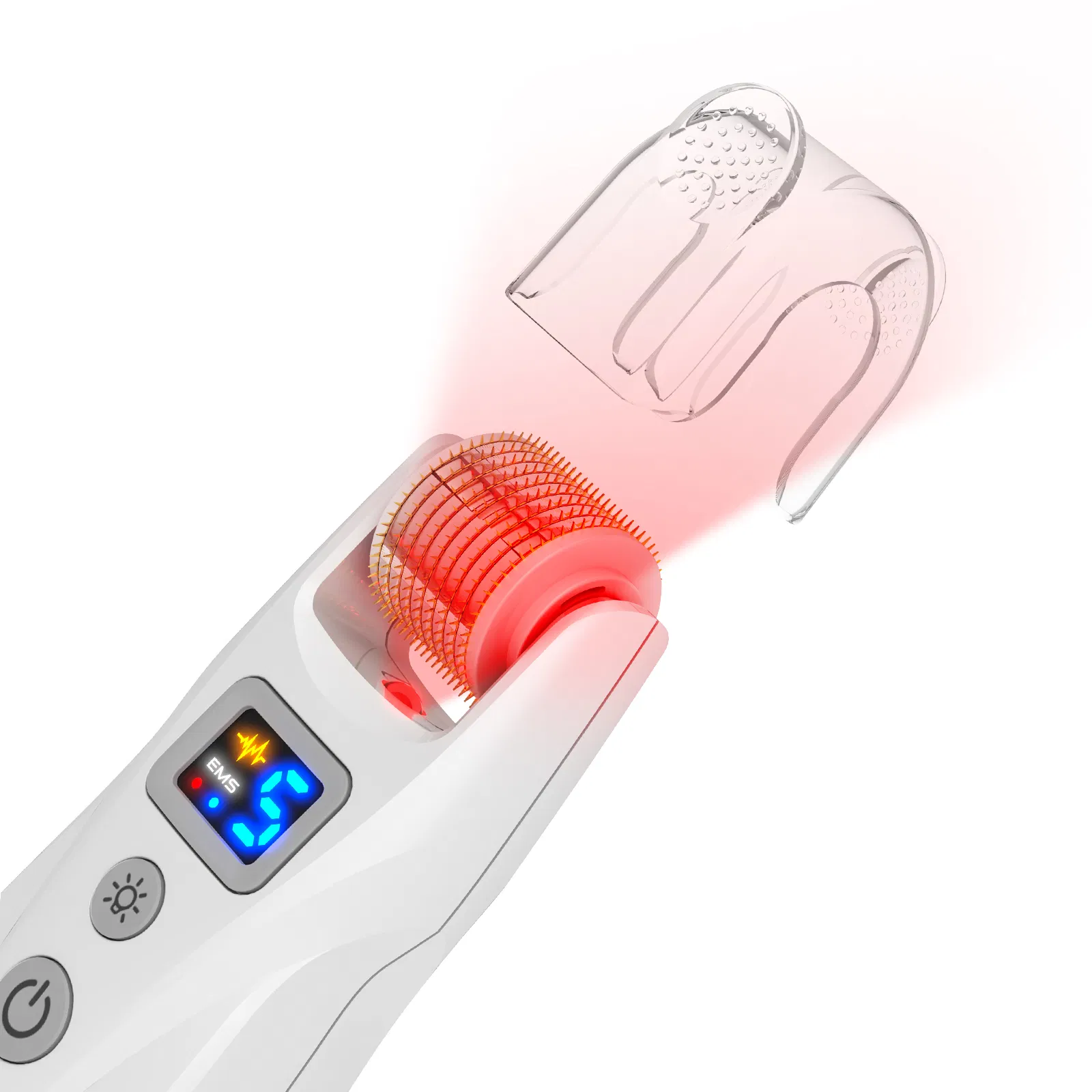 Professional Titanium Dermaroller G5 with EMS Microcurrent and LED Light Therapy for Skin Rejuvenation
