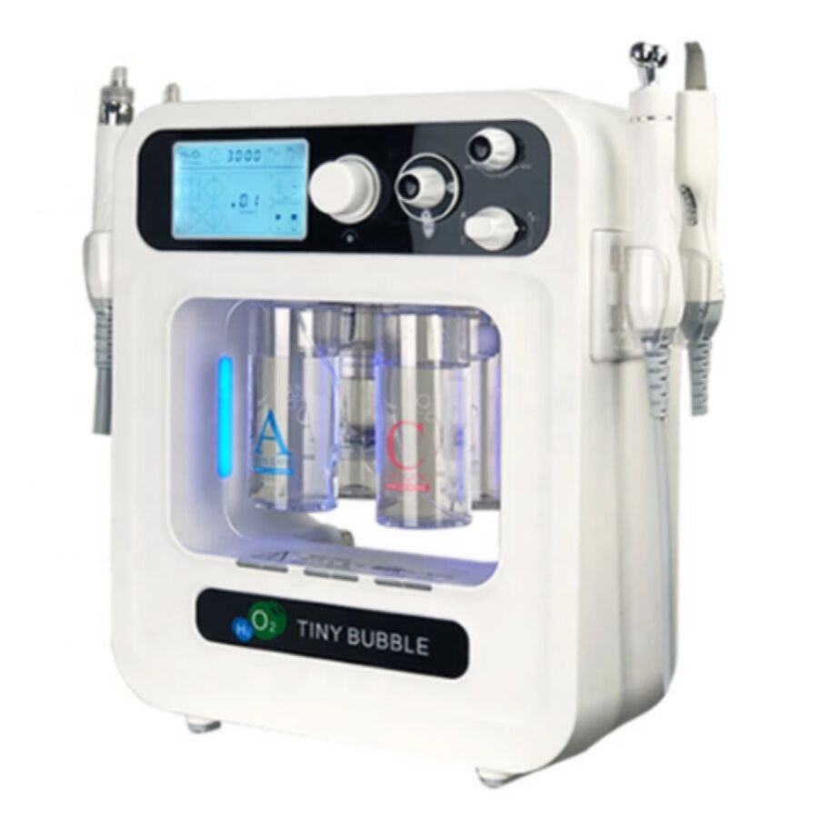 Professional 6-in-1 Hydrogen Oxygen Bubble Hydra Dermabrasion Facial Machine with RF and Ultrasonic Scrubber