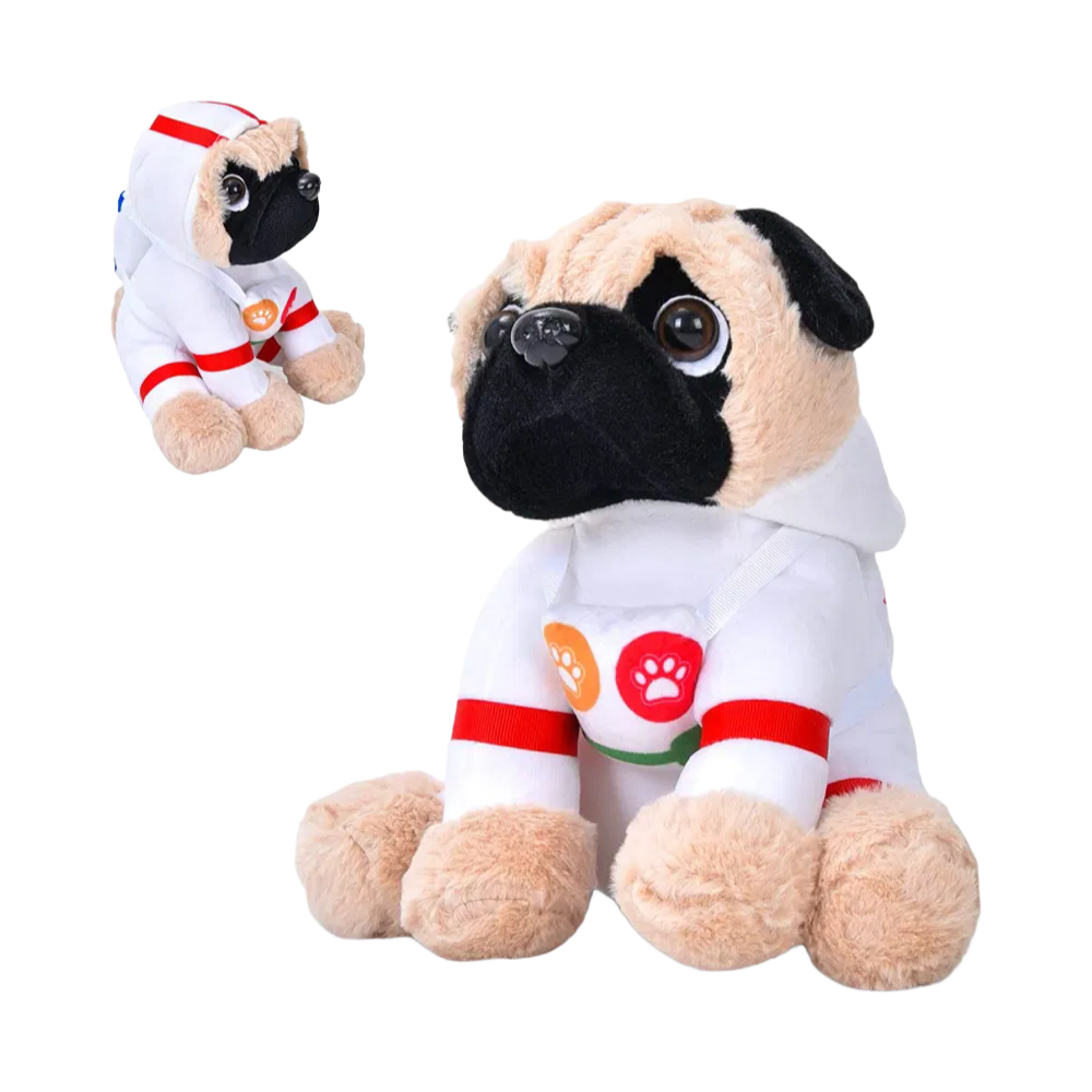 Bulk Order Pug Dog Plush Toy - 8 Inches Sitting Height Soft Stuffed Animal for Children