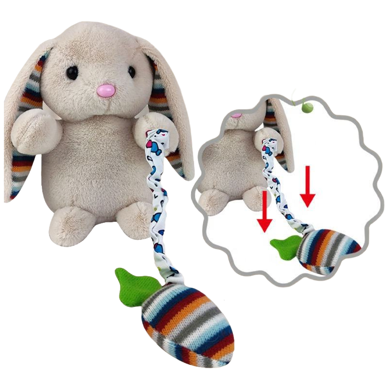 Pull String Radish Rabbit With Music Plush Toy for Babies and Toddlers Educational Fun