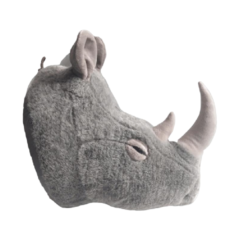 Wholesale Custom Plush Rhinoceros Head Toy 26cm Height Soft Stuffed Animal for Kids Gift