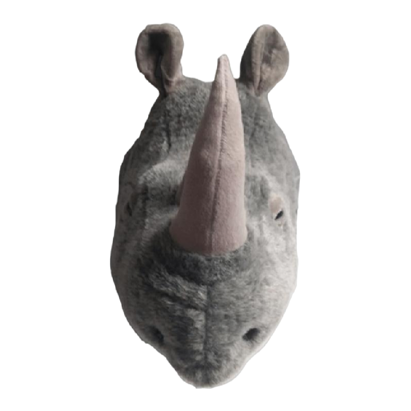 Wholesale Custom Plush Rhinoceros Head Toy 26cm Height Soft Stuffed Animal for Kids Gift