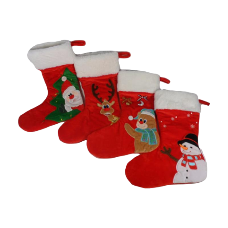 Wholesale Plush Christmas Bear Socks 36cm Red Teddy Bear Xmas Stockings for Bulk Orders