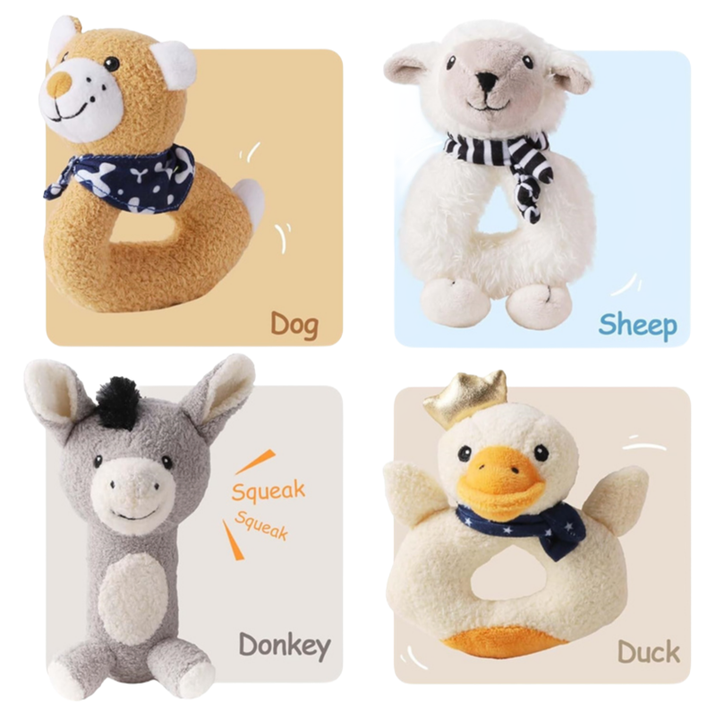 Farm Animal Rattle Toys for Babies - Soft Plush Sensory Toys for Newborns 0-36 Months