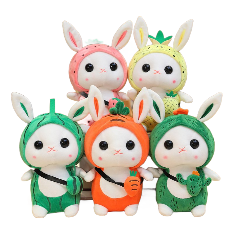 Wholesale Custom Soft Plush Rabbit Toy with Fruit Hoodies - 32cm/20cm Stuffed Animal Doll
