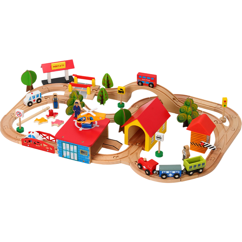 69 Pieces Railcar Manual Train Set Children's Educational Assembled Parent-Child Toys for Ages 0-13 Years