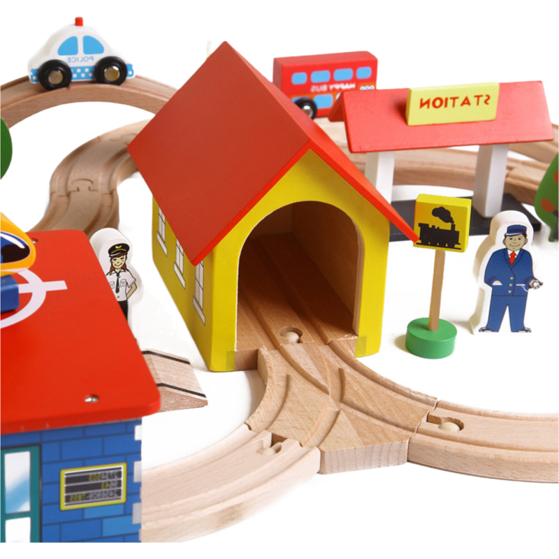 69 Pieces Railcar Manual Train Set Children's Educational Assembled Parent-Child Toys for Ages 0-13 Years